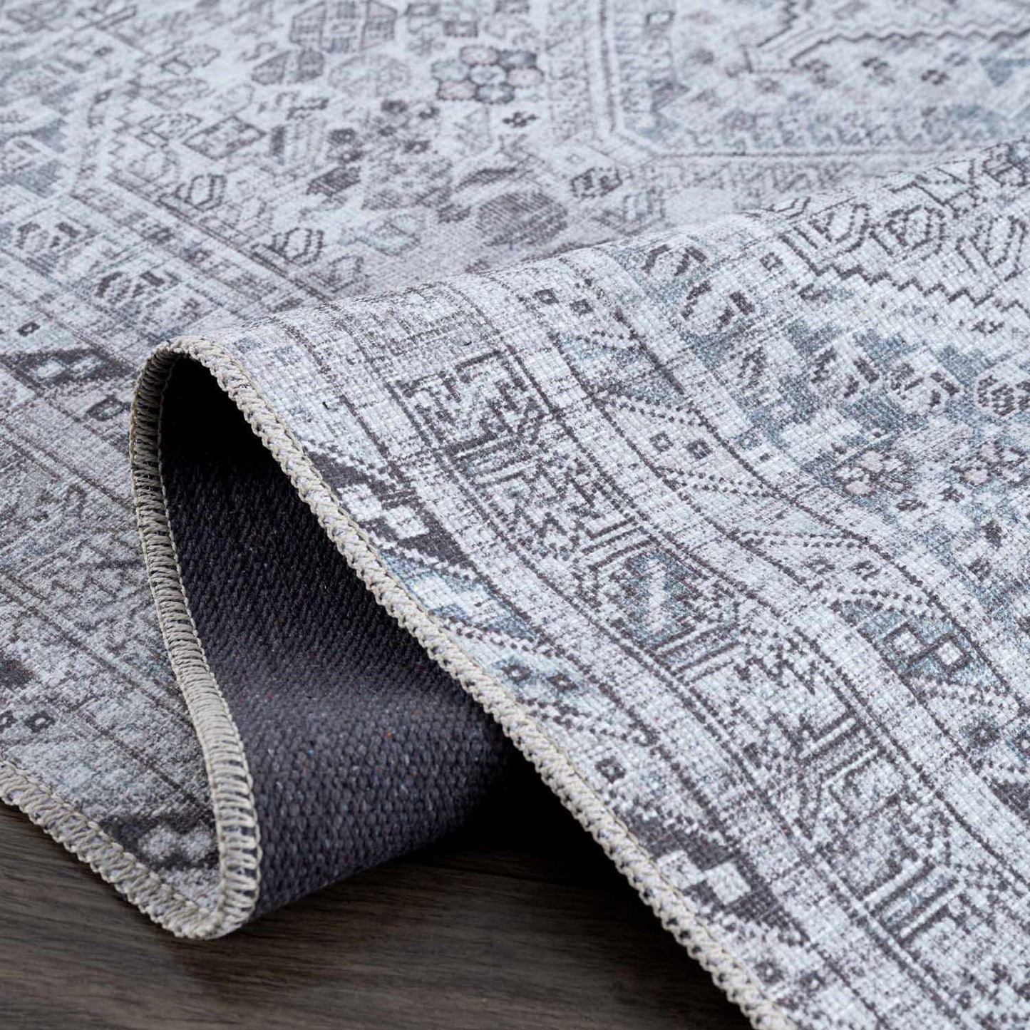 Washable Gray Flat Pile Rug - Soft Durable Area Rug for Home Décor