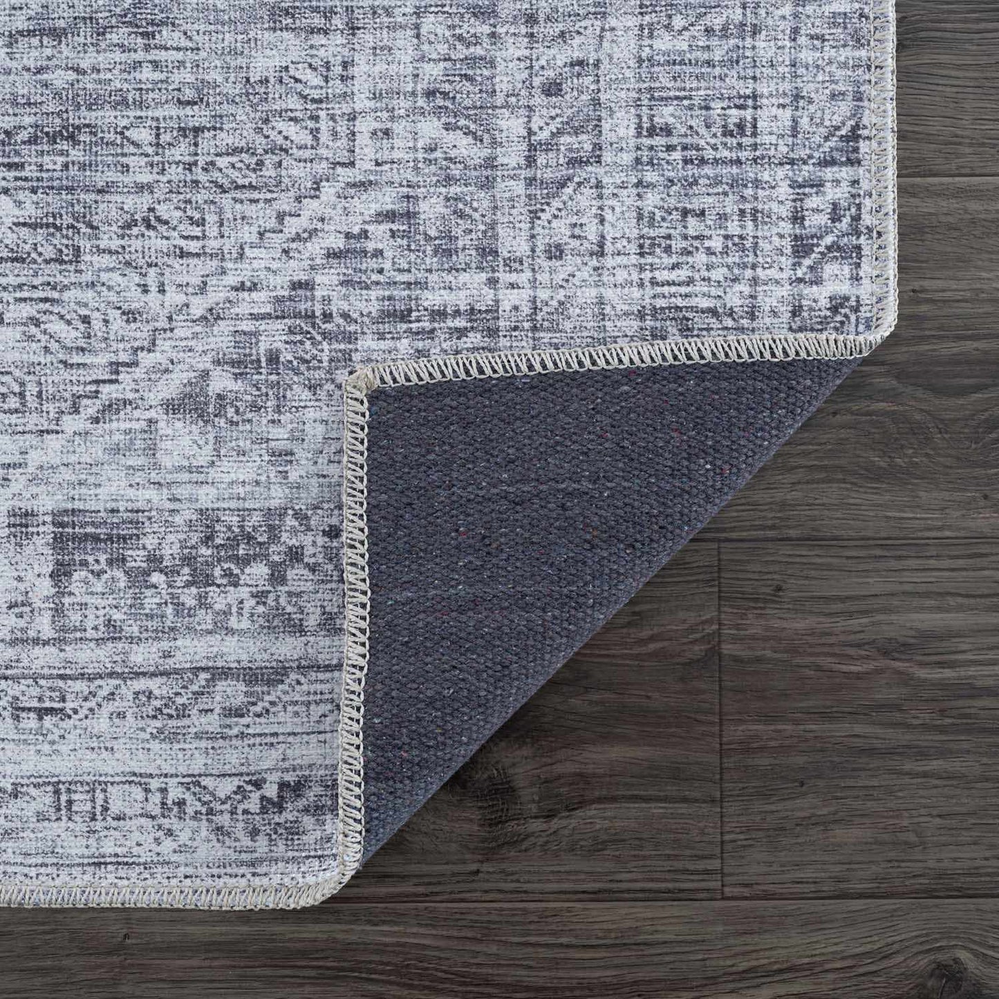 Gray Blue Washable Area Rug - Living Room Bedroom Decor