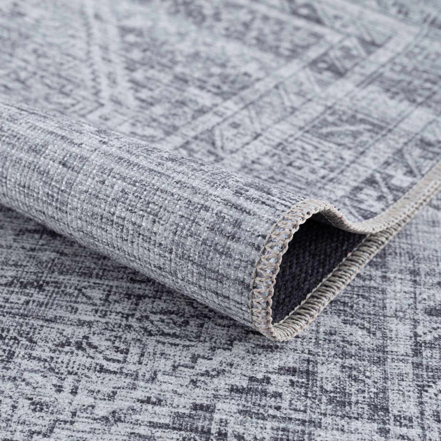 Gray Blue Washable Area Rug - Living Room Bedroom Decor