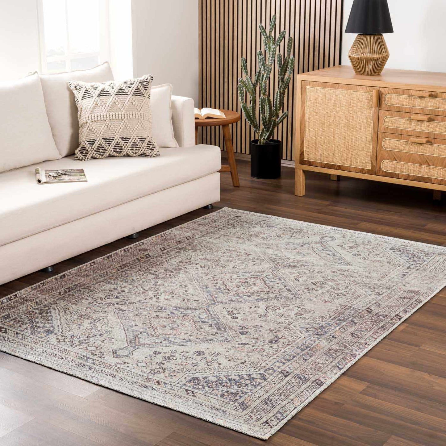 Washable Tan Flat Pile Rug - Cozy Home Decor Accent