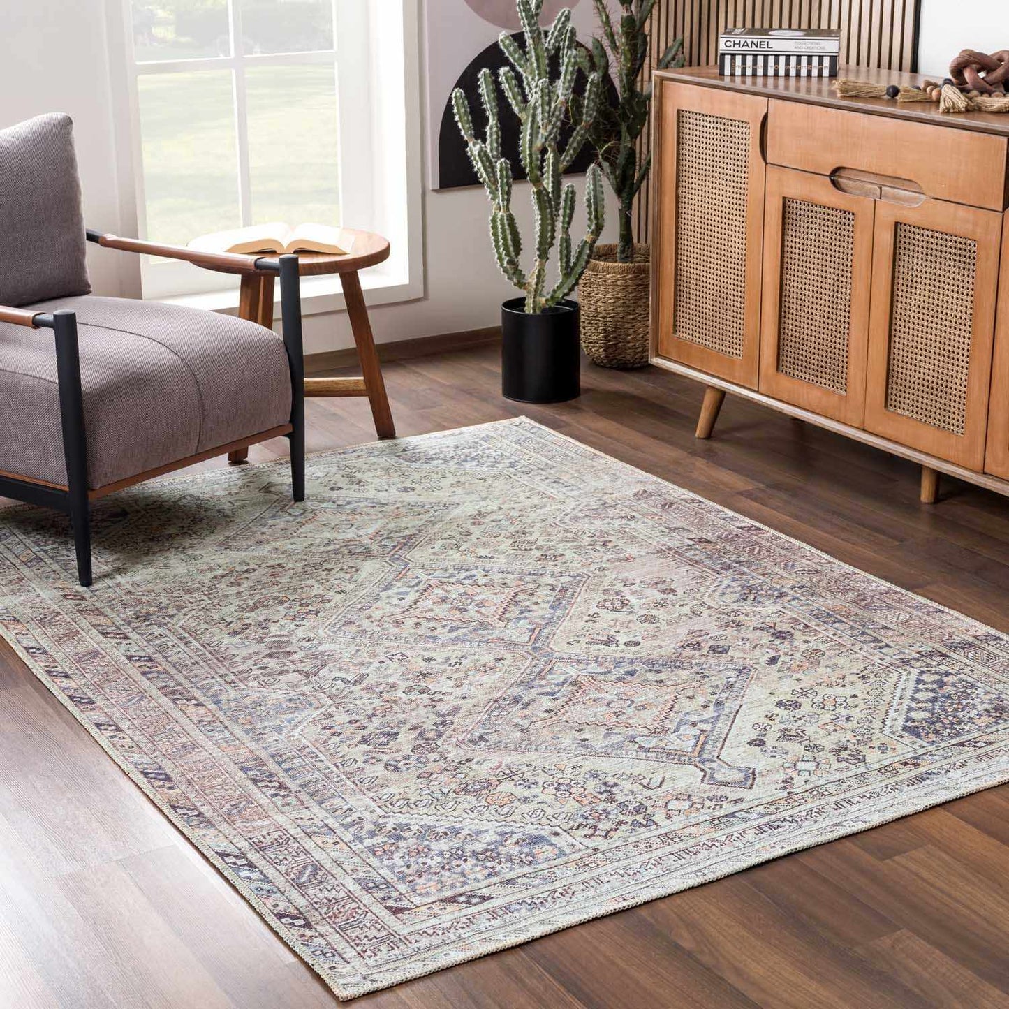 Washable Tan Flat Pile Rug - Cozy Home Decor Accent