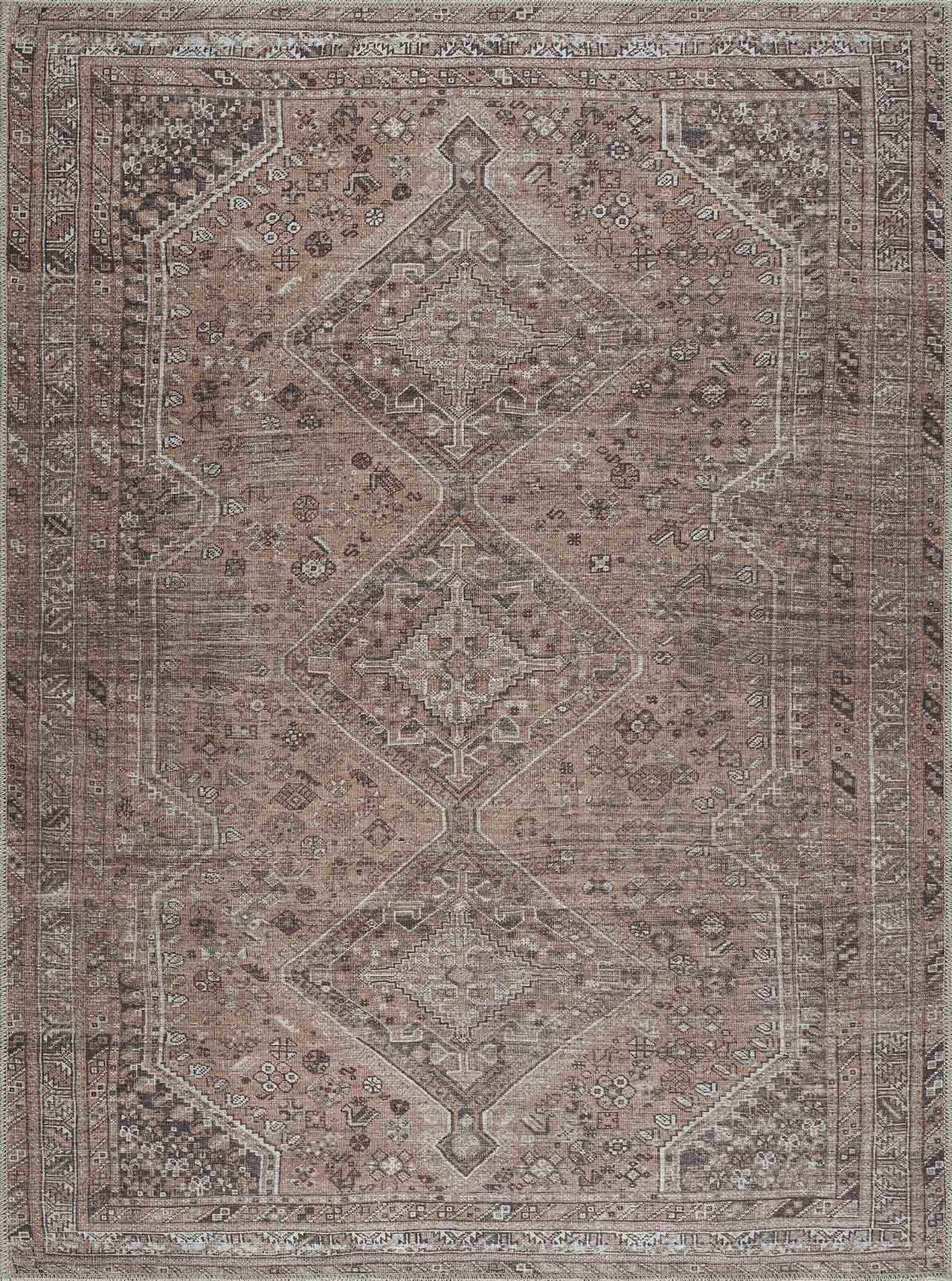 Washable Flat Pile Rug - Durable Barny Brown Home Décor