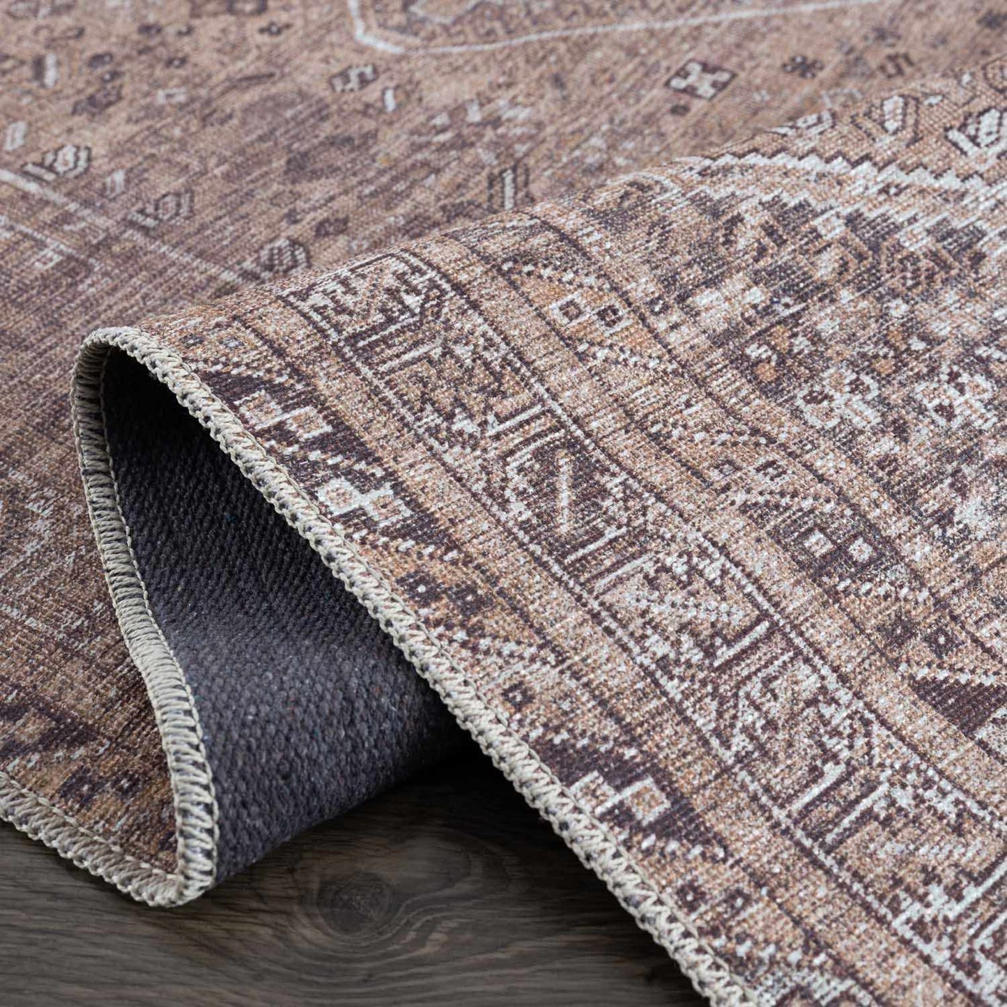 Washable Flat Pile Rug - Durable Barny Brown Home Décor