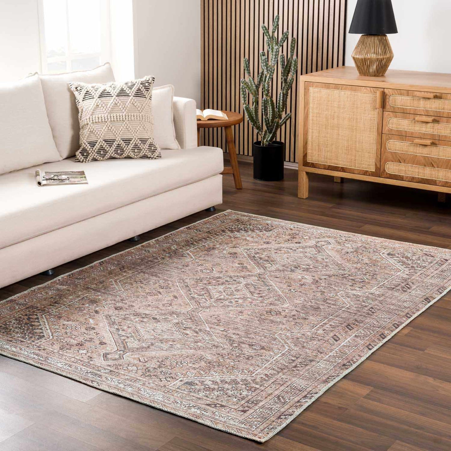 Washable Flat Pile Rug - Durable Barny Brown Home Décor