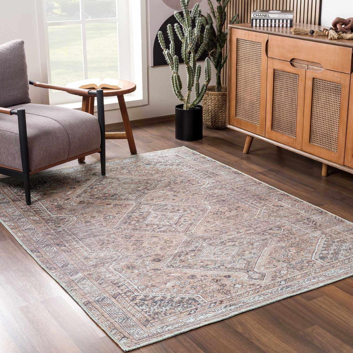 Washable Flat Pile Rug - Durable Barny Brown Home Décor