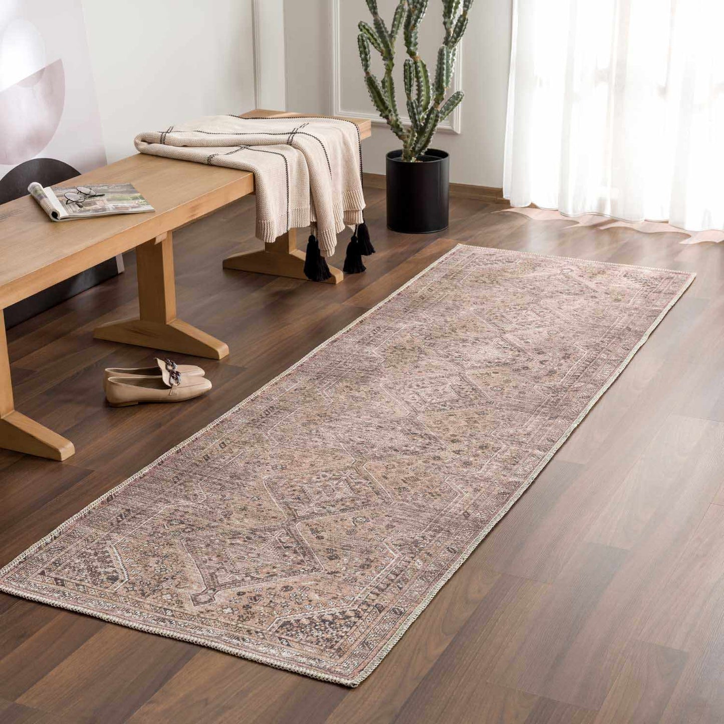 Washable Flat Pile Rug - Durable Barny Brown Home Décor