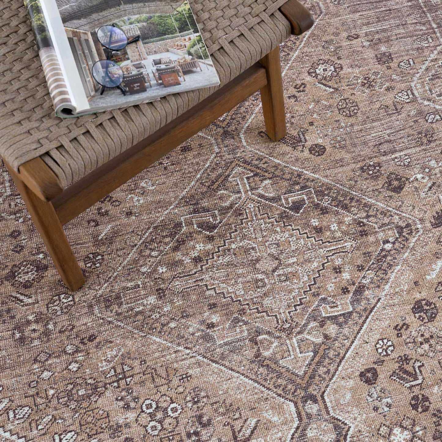 Washable Flat Pile Rug - Durable Barny Brown Home Décor