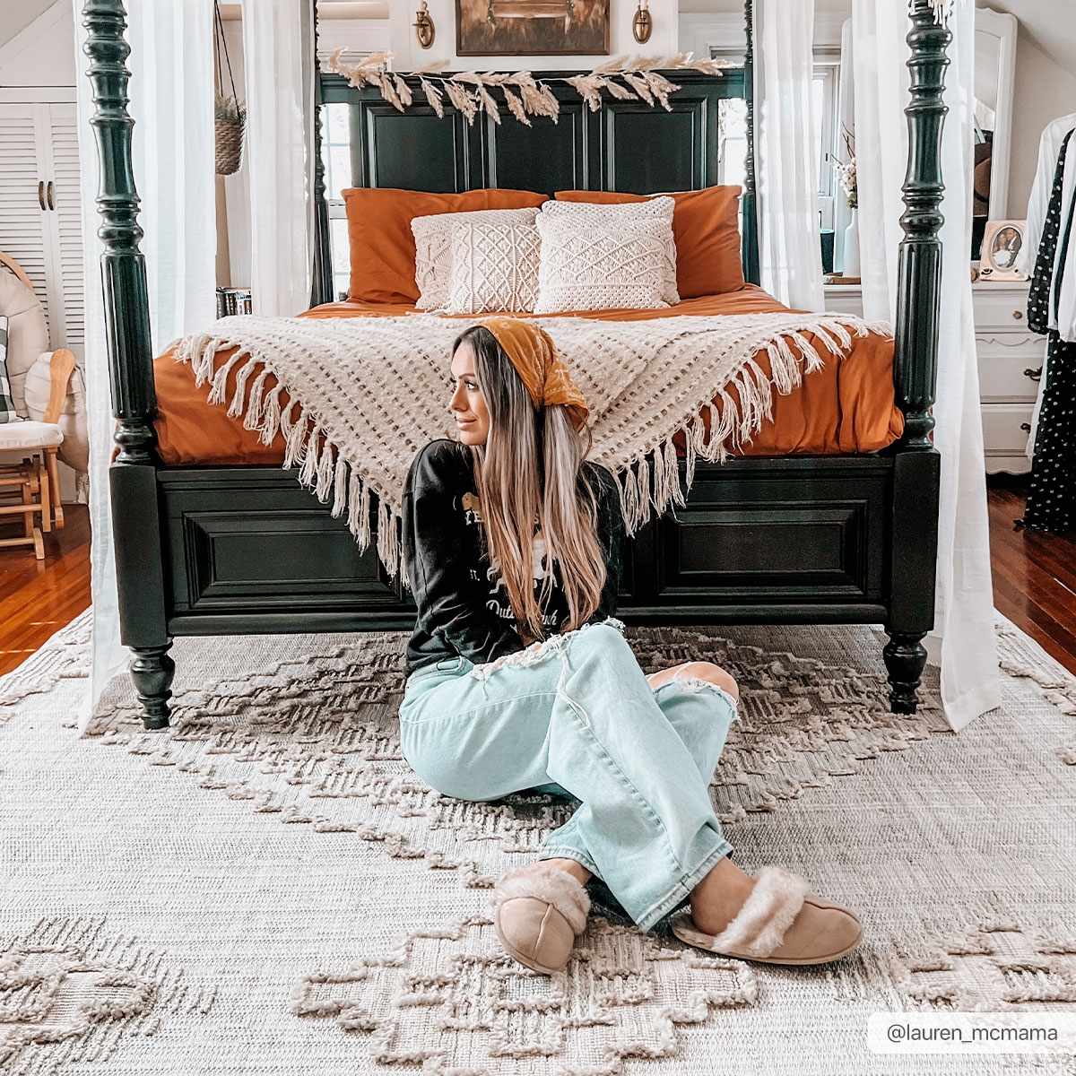 Bohemian Area Rug - High-Low Rustic Design for Cozy Home Décor