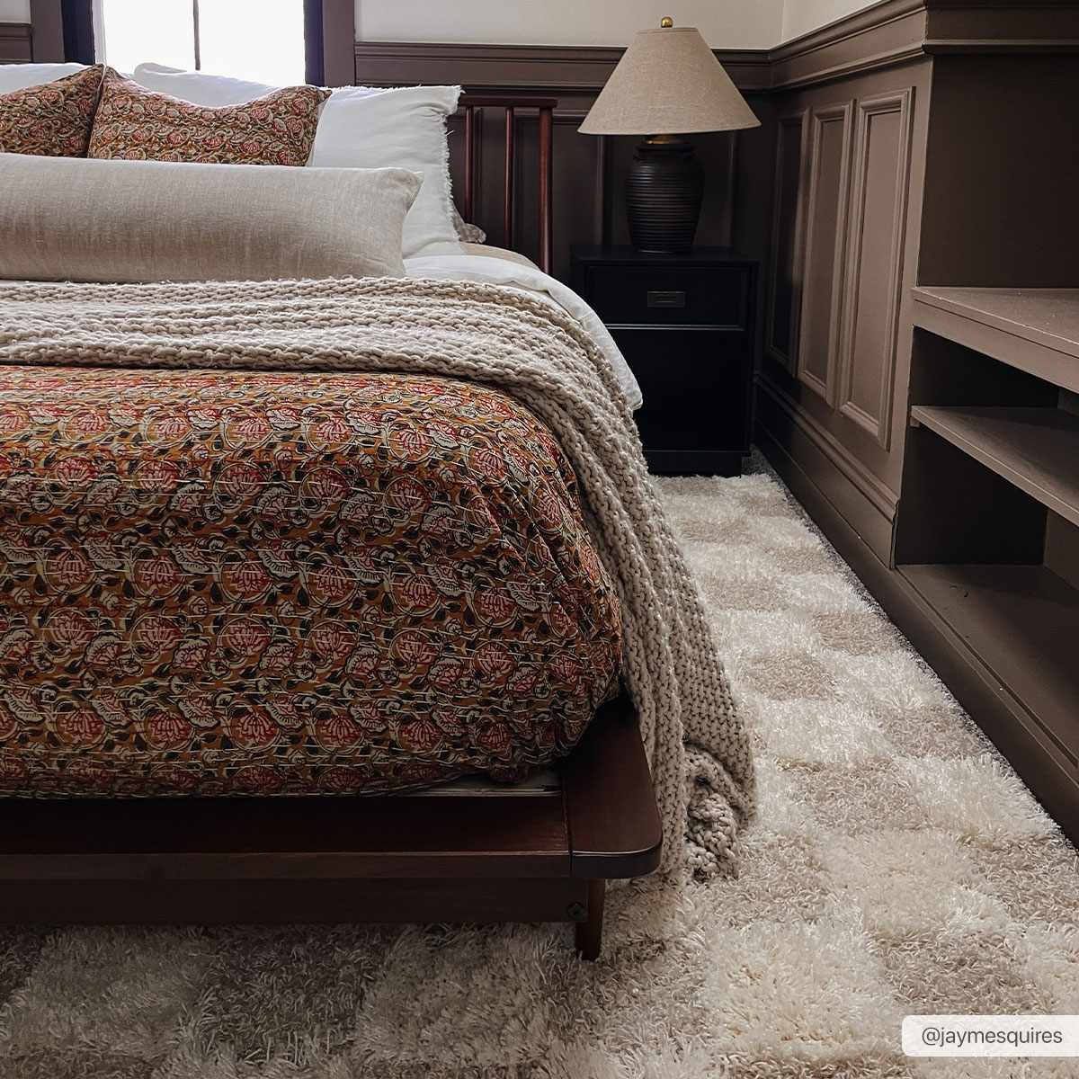 Light Brown Checkered Area Rug - Cozy Home Decor Accent
