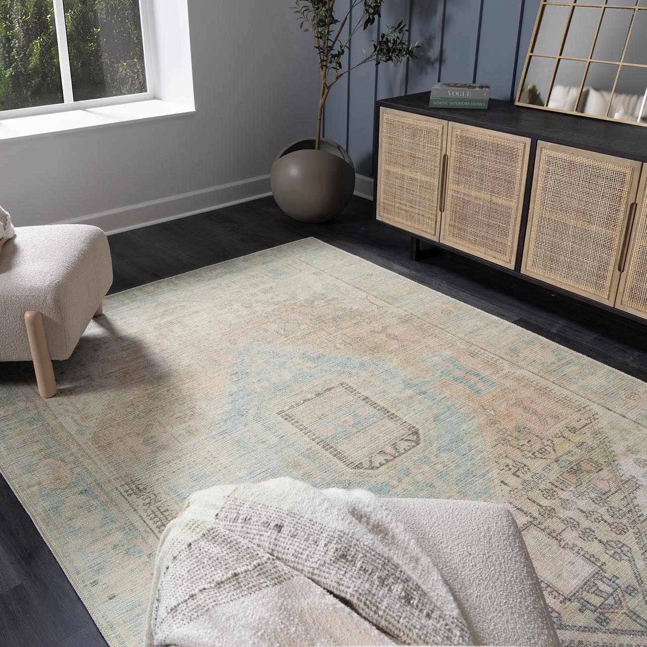 Vintage Washable Area Rug - Soft Durable Home Décor