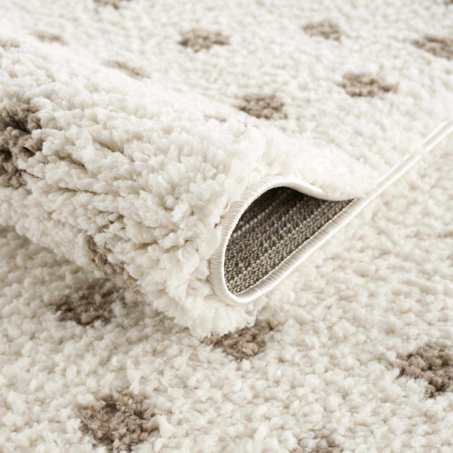 Cream Brown Dotted Plush Area Rug - Cozy Home Decor