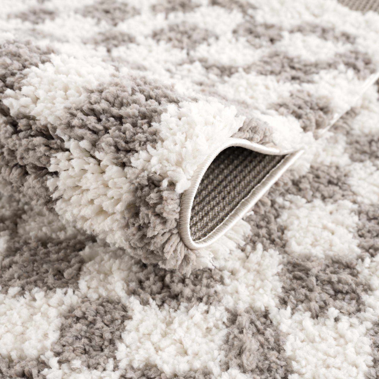 Taupe Checkered Plush Rug - Cozy Home Decor