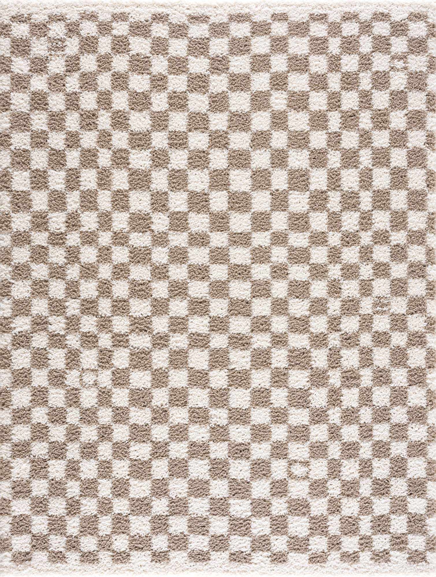 Light Gray Taupe Checkered Area Rug - Modern Living Room Decor