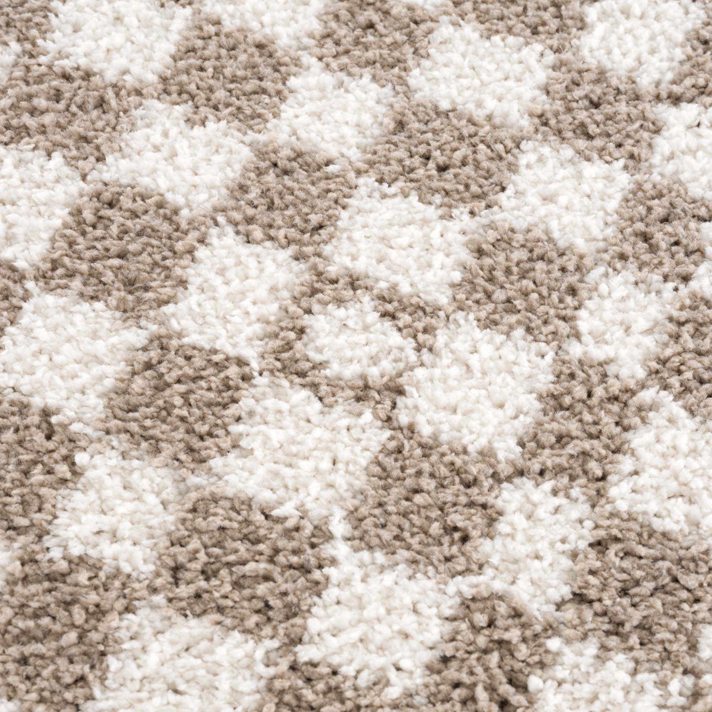 Light Gray Taupe Checkered Area Rug - Modern Living Room Decor