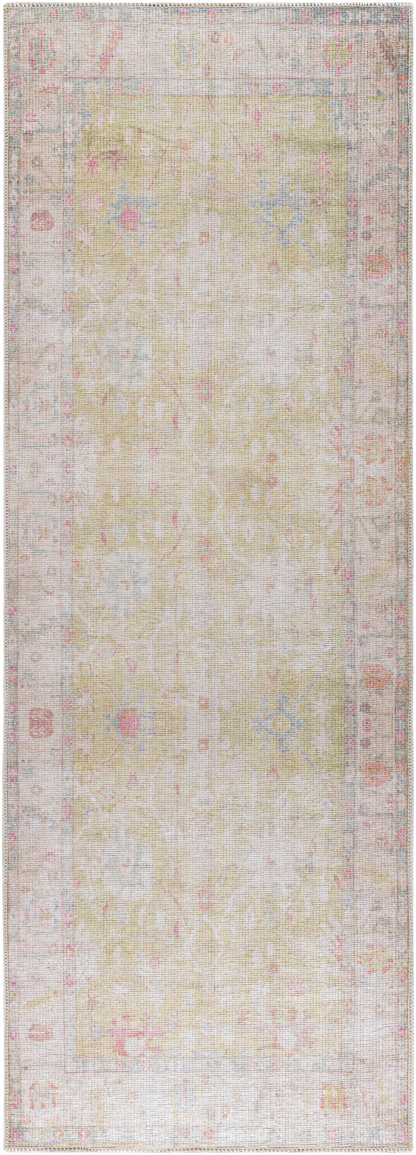 Vintage Washable Flat Pile Area Rug - Elegant Durable Home Decor