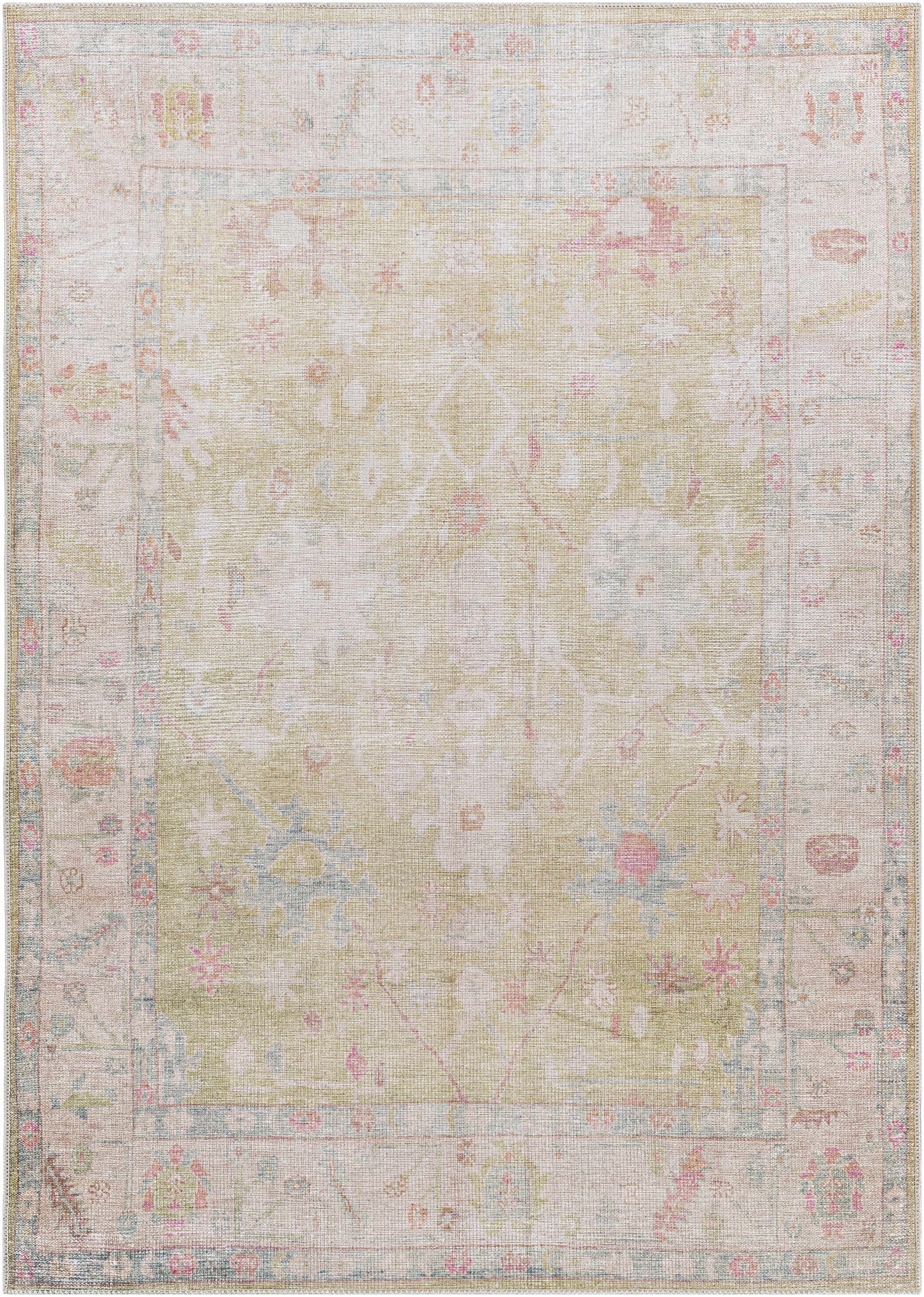 Vintage Washable Flat Pile Area Rug - Elegant Durable Home Decor