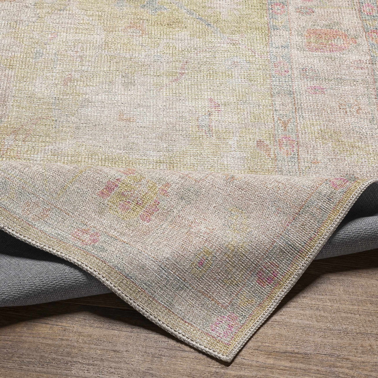Vintage Washable Flat Pile Area Rug - Elegant Durable Home Decor