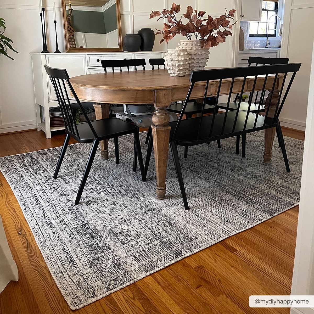 Gray Blue Washable Area Rug - Living Room Bedroom Decor