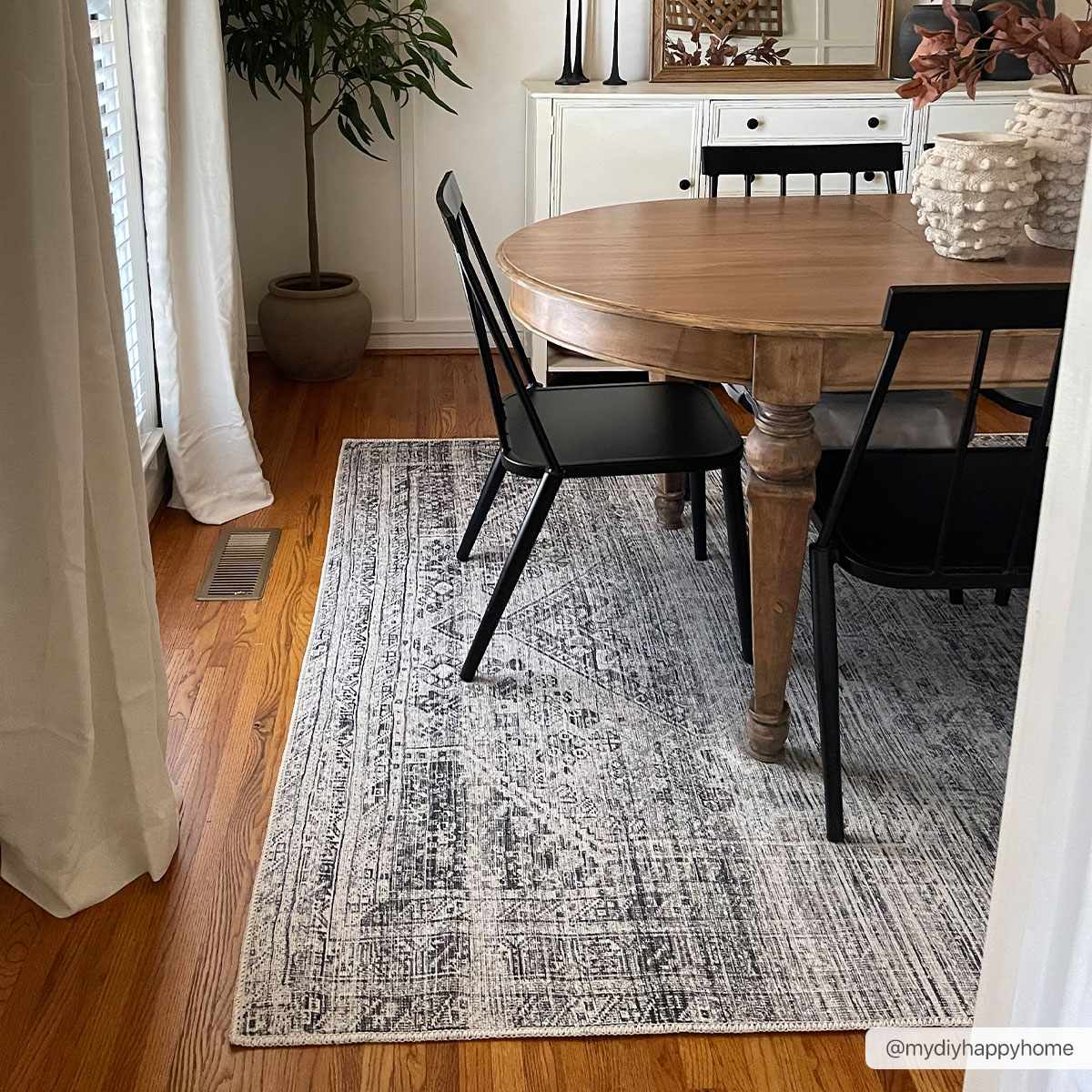 Gray Blue Washable Area Rug - Living Room Bedroom Decor