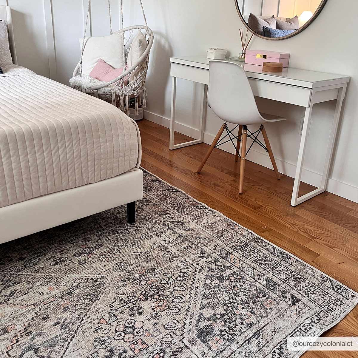 Washable Tan Flat Pile Rug - Cozy Home Decor Accent