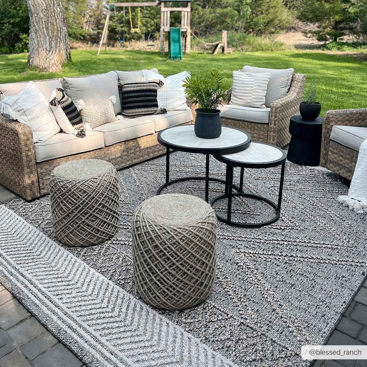 Beige and Charcoal Area Rug - Stylish Modern Home Decor