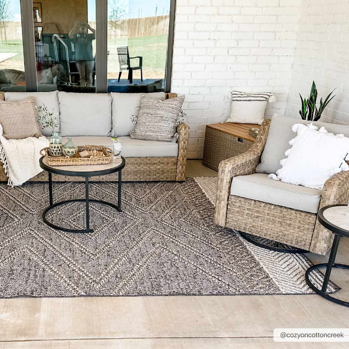 Beige and Charcoal Area Rug - Stylish Modern Home Decor