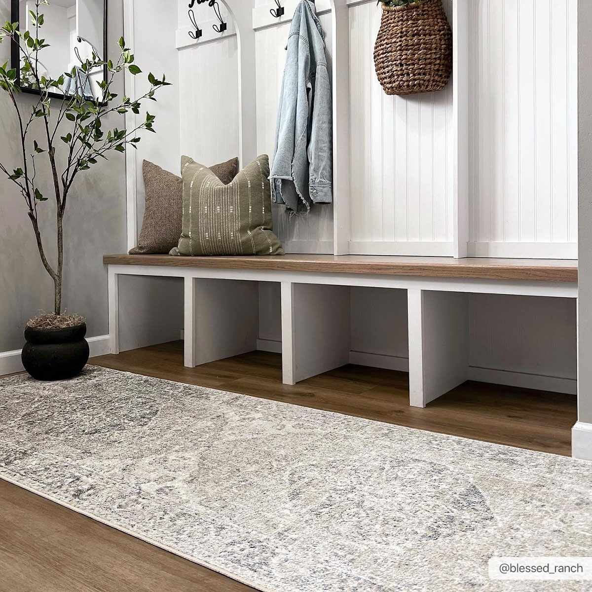 Washable Blue Flat Pile Rug - Stylish Durable Home Decor