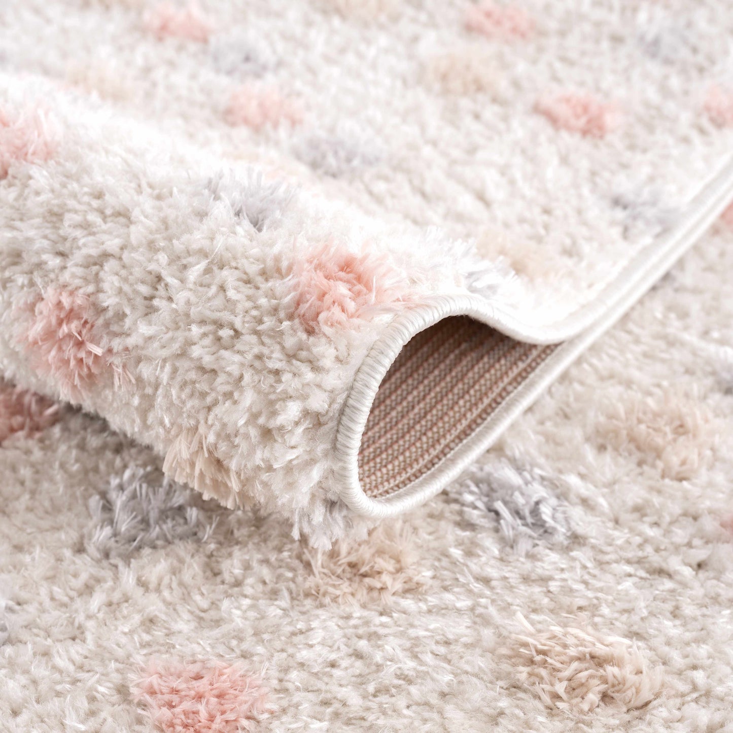 Pink Cream Dotted Area Rug - Stylish Cozy Home Décor
