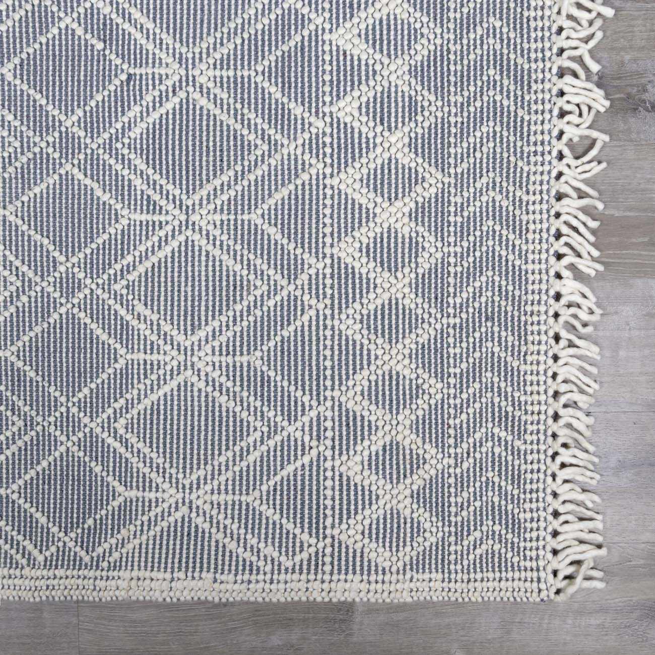 Ramsbury Denim Blue Wool Area Rug - Soft Durable Stylish Home Accent