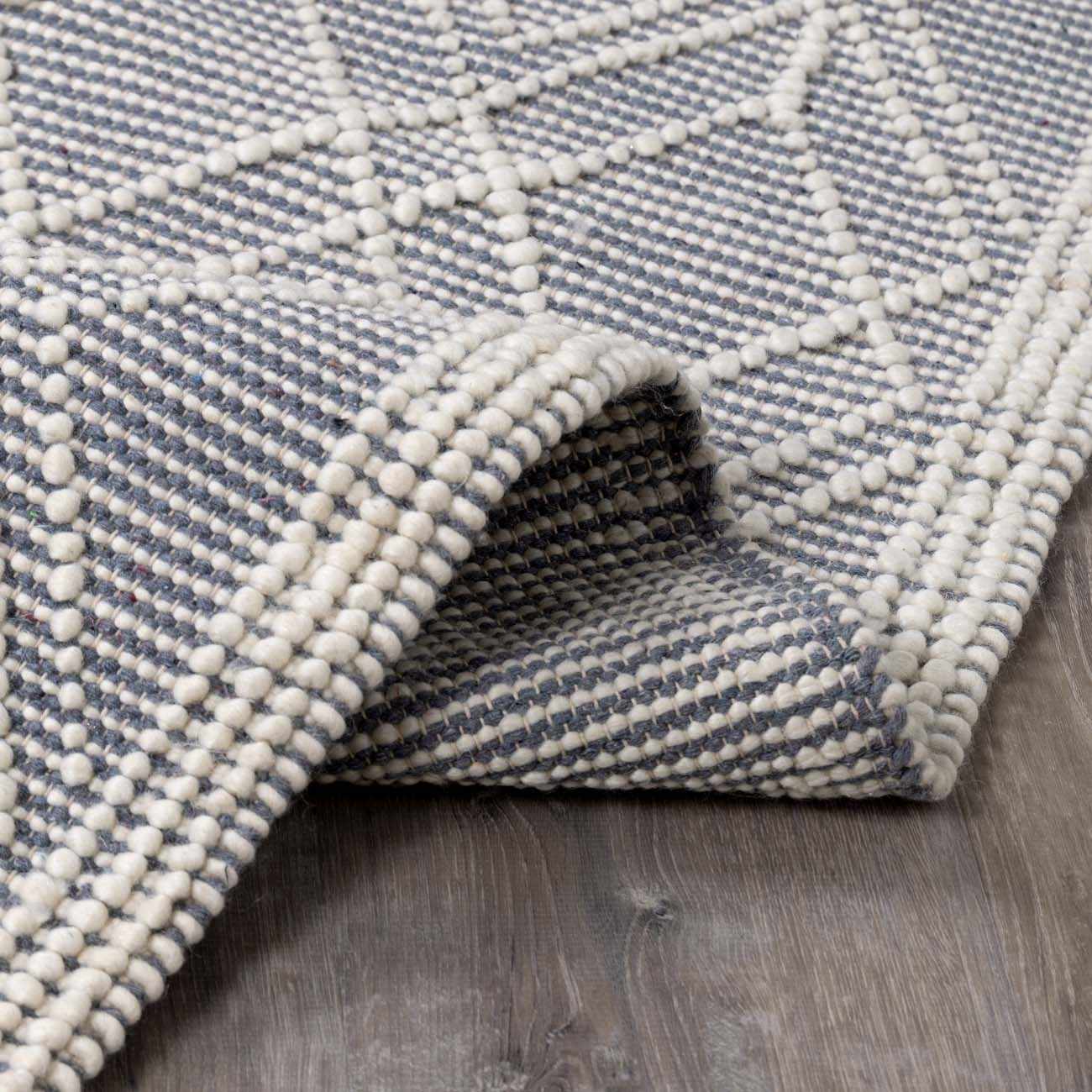 Ramsbury Denim Blue Wool Area Rug - Soft Durable Stylish Home Accent
