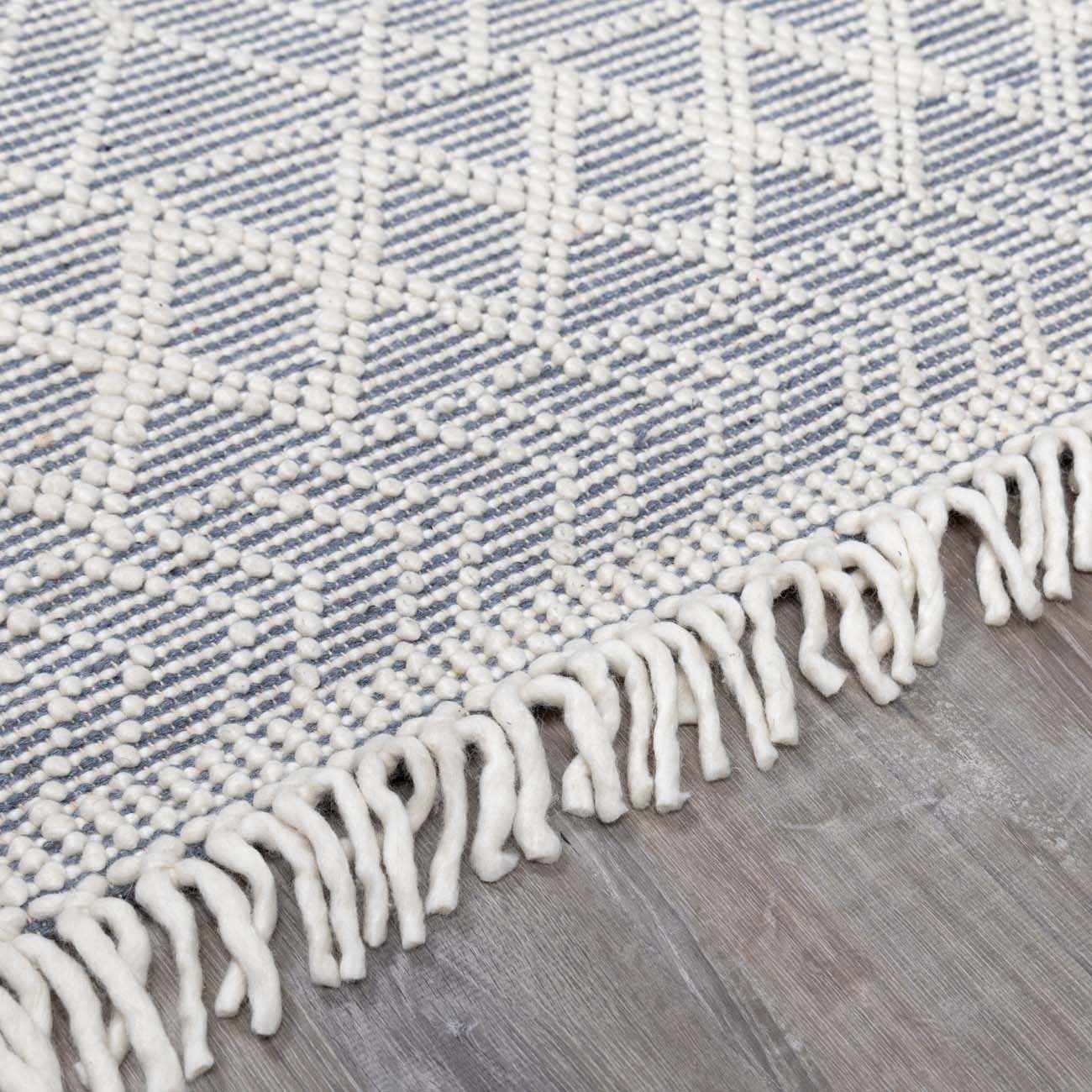 Ramsbury Denim Blue Wool Area Rug - Soft Durable Stylish Home Accent