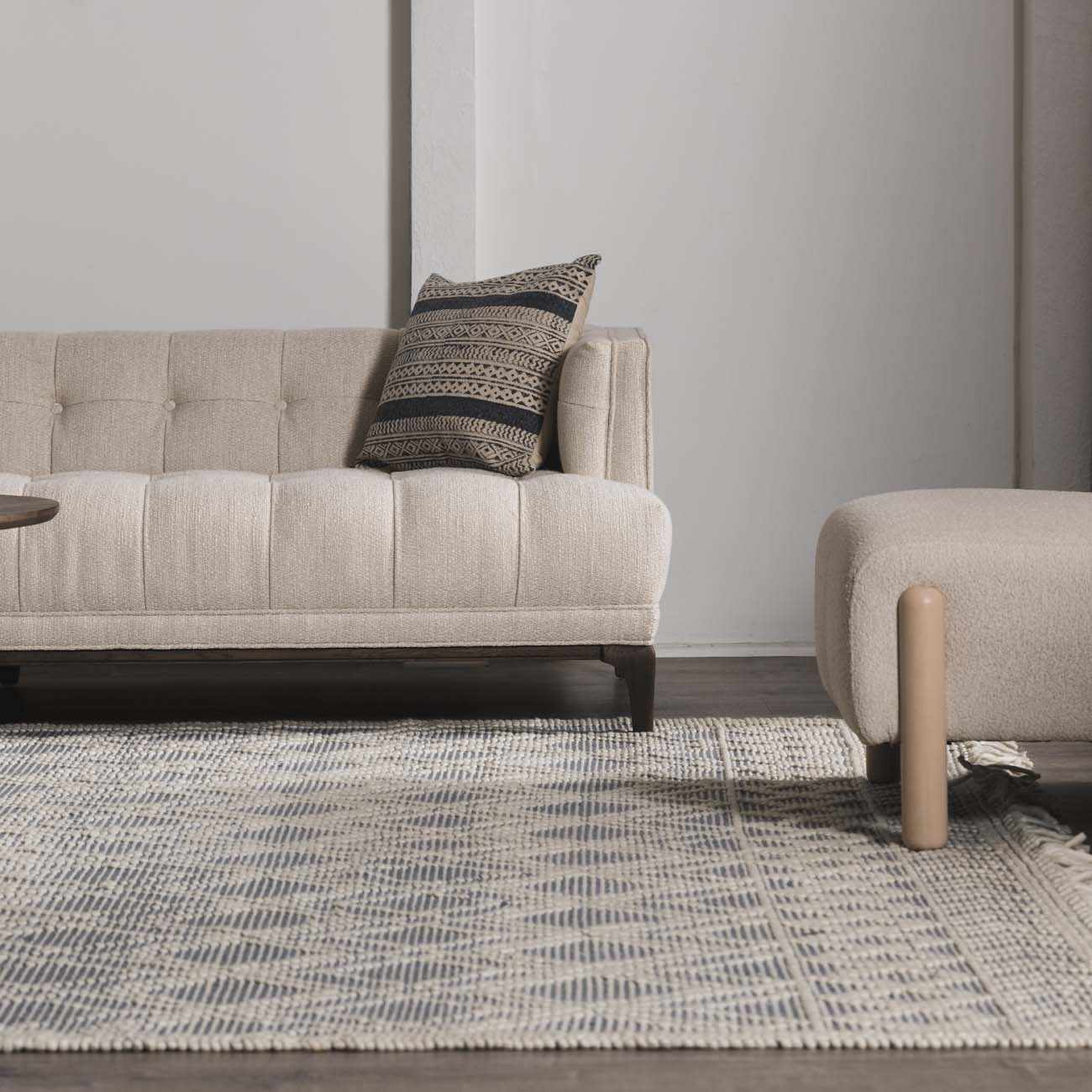 Ramsbury Denim Blue Wool Area Rug - Soft Durable Stylish Home Accent