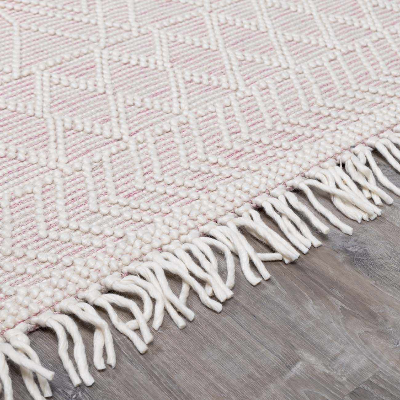 Soft Pink Wool Area Rug - Cozy Stylish Home Décor
