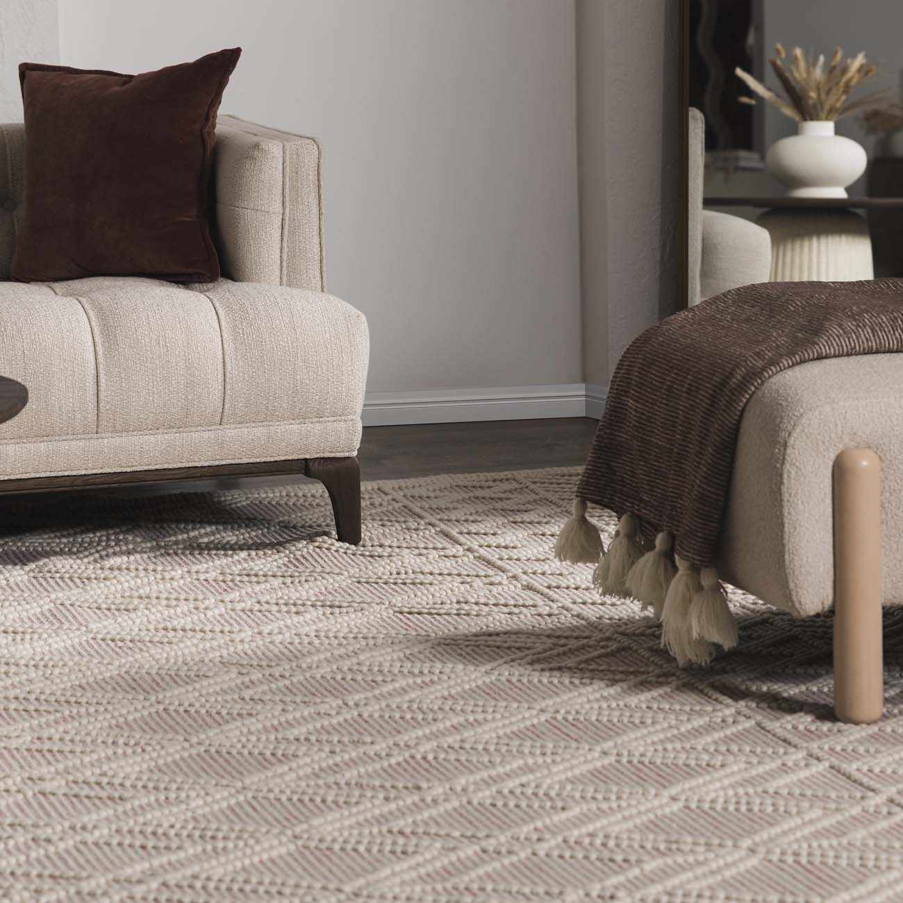 Soft Pink Wool Area Rug - Cozy Stylish Home Décor