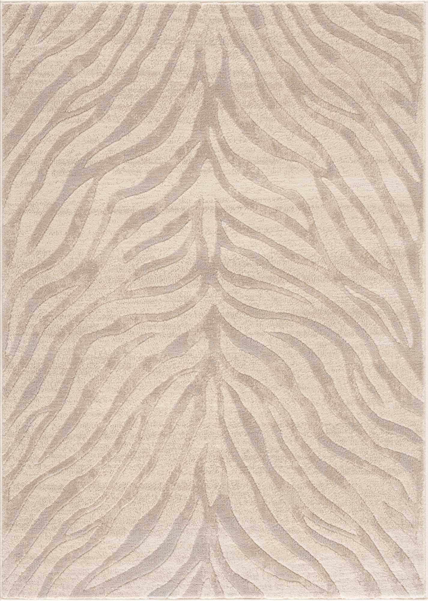 Beige Zebra Print Area Rug - Stylish Modern Manteca Design