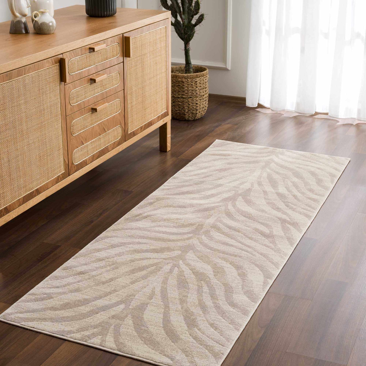 Beige Zebra Print Area Rug - Stylish Modern Manteca Design