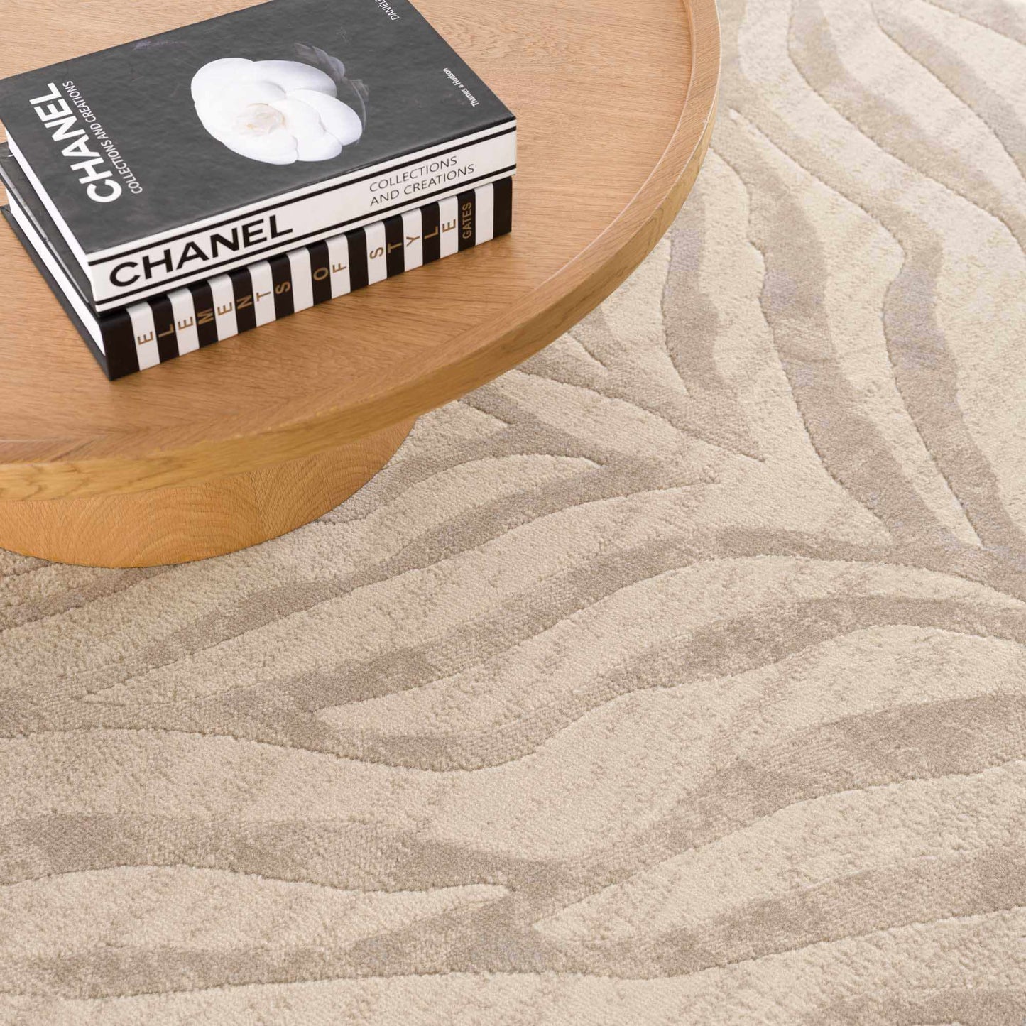 Beige Zebra Print Area Rug - Stylish Modern Manteca Design