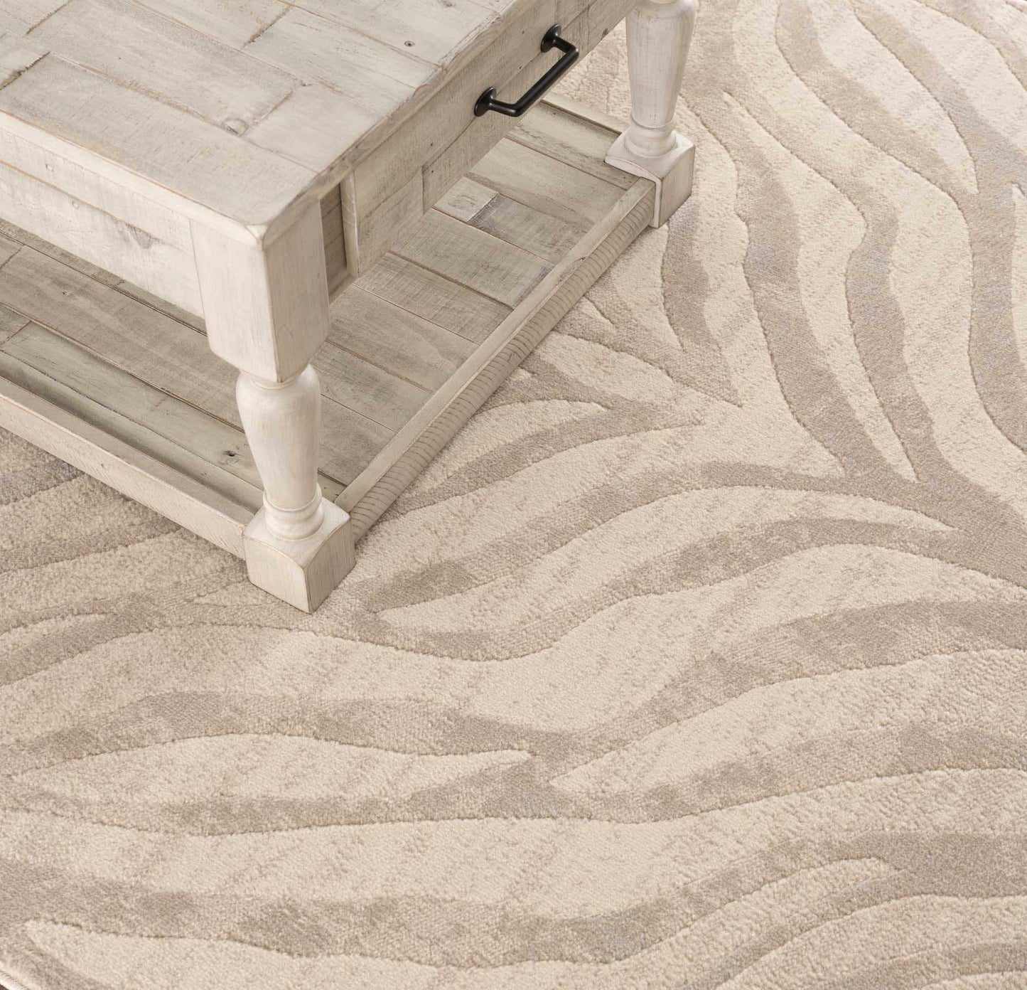 Beige Zebra Print Area Rug - Stylish Modern Manteca Design