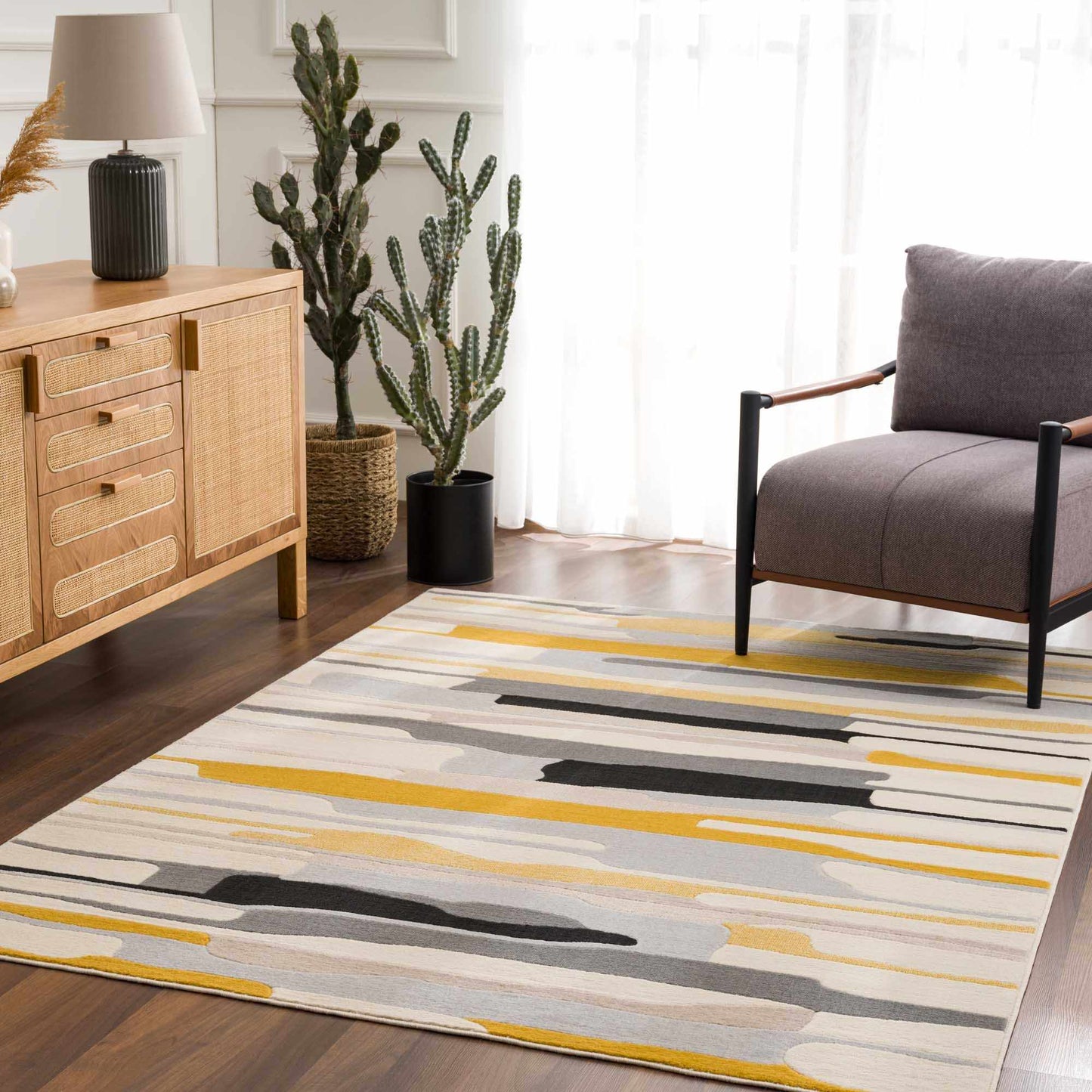 Southfields Mustard Area Rug - Stylish Soft Modern Home Decor