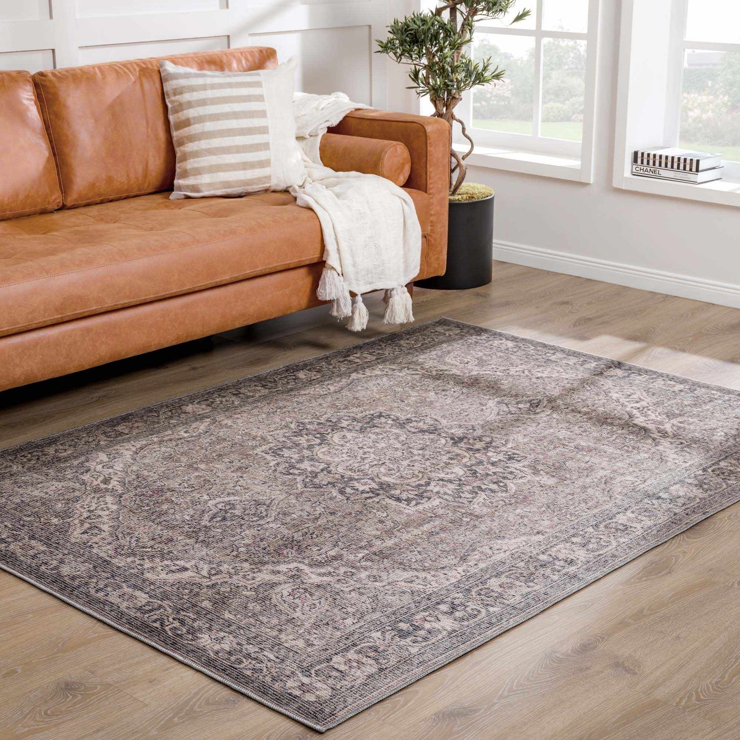 Dusty Blue Washable Rug - Soft Durable Greenpoint Collection
