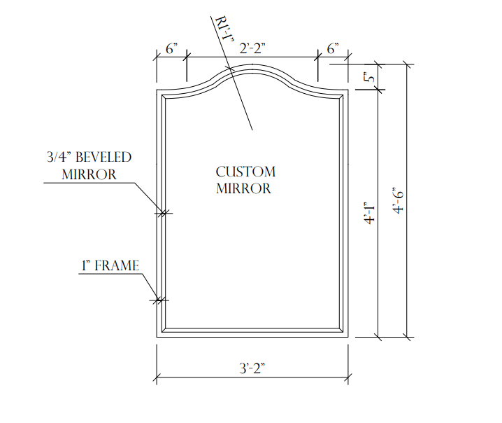 Curved Arch Brass Mirror -  Custom Mirror