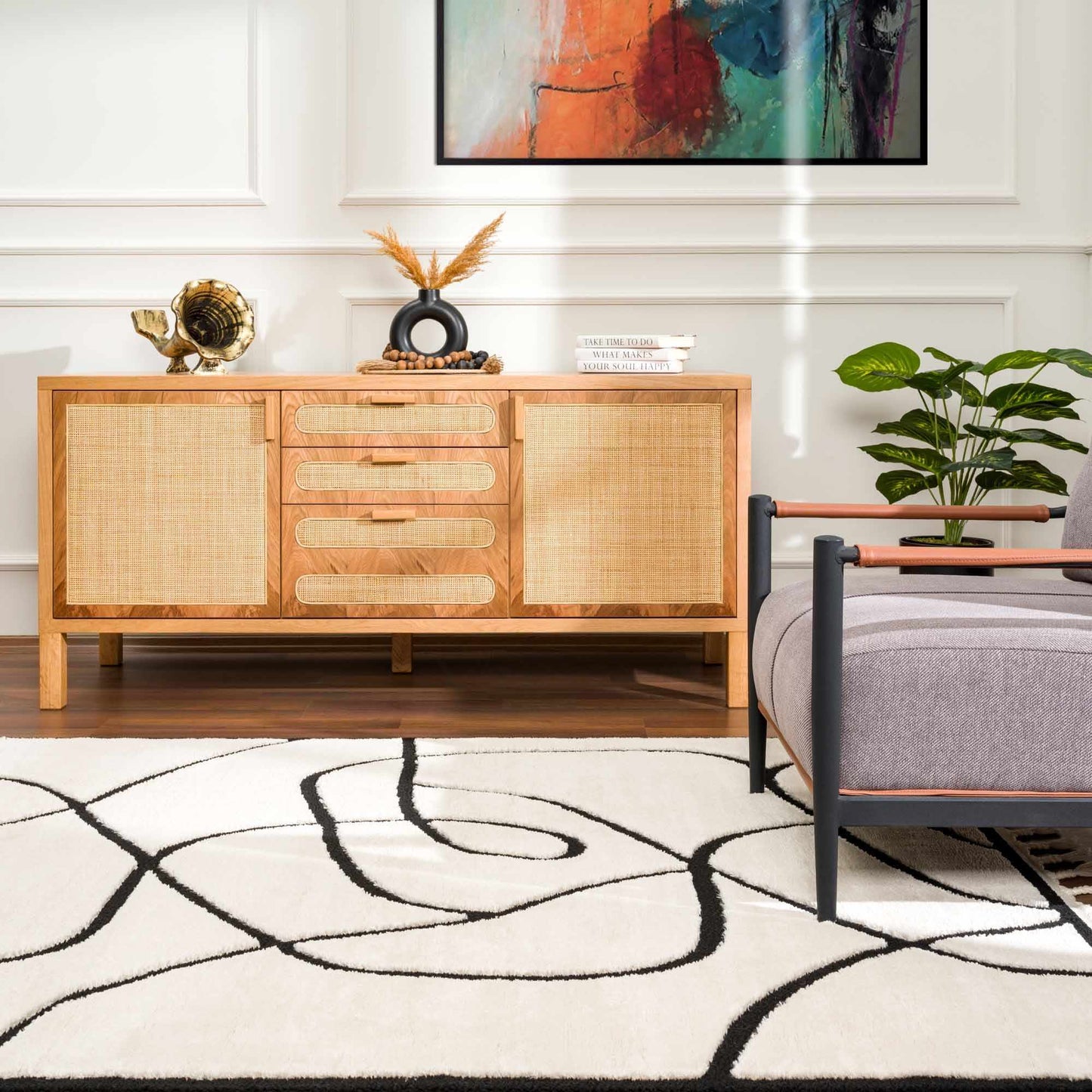 Geometric Area Rug - Azana Black White Modern Home Décor
