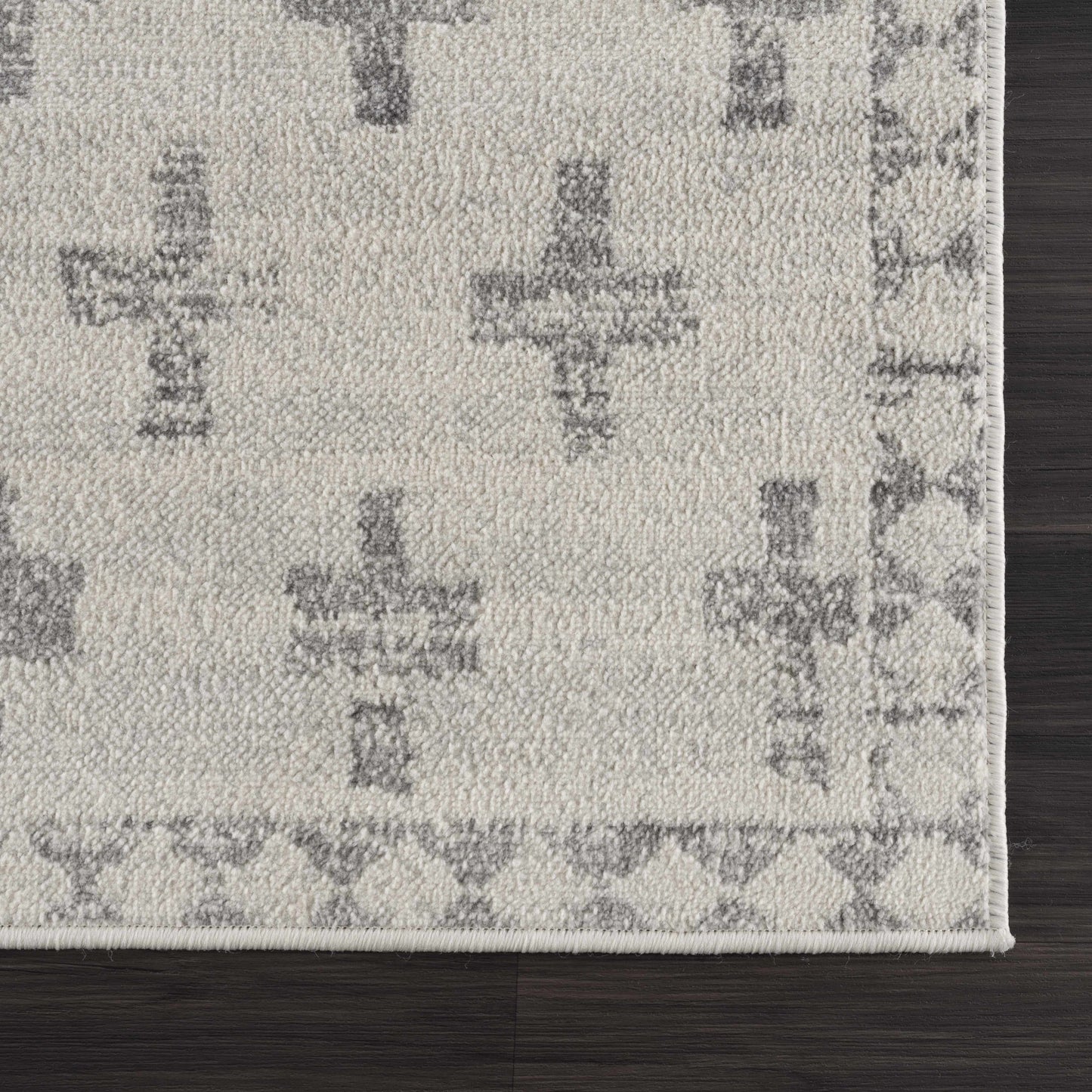 Modern Ivory Gray Area Rug - Swiss Cross Tigris Design for Stylish Interiors