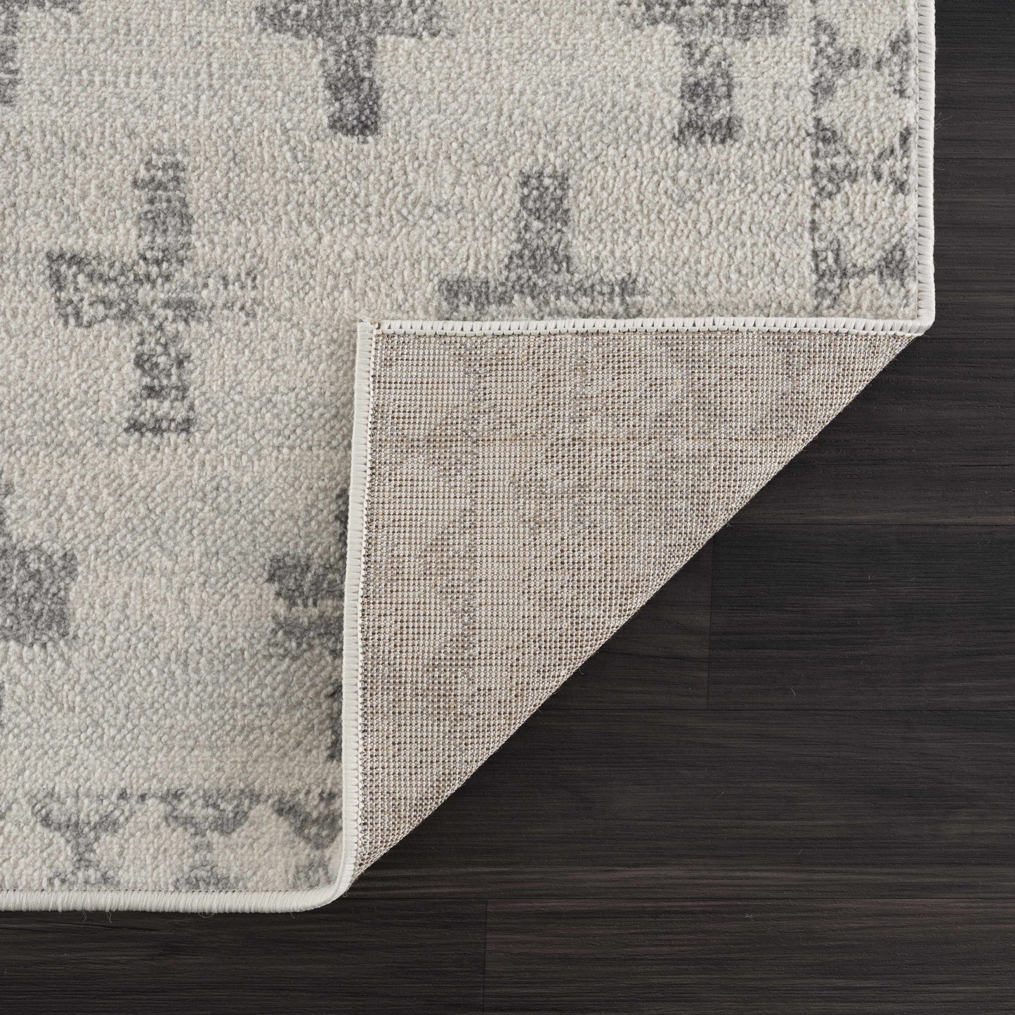 Modern Ivory Gray Area Rug - Swiss Cross Tigris Design for Stylish Interiors