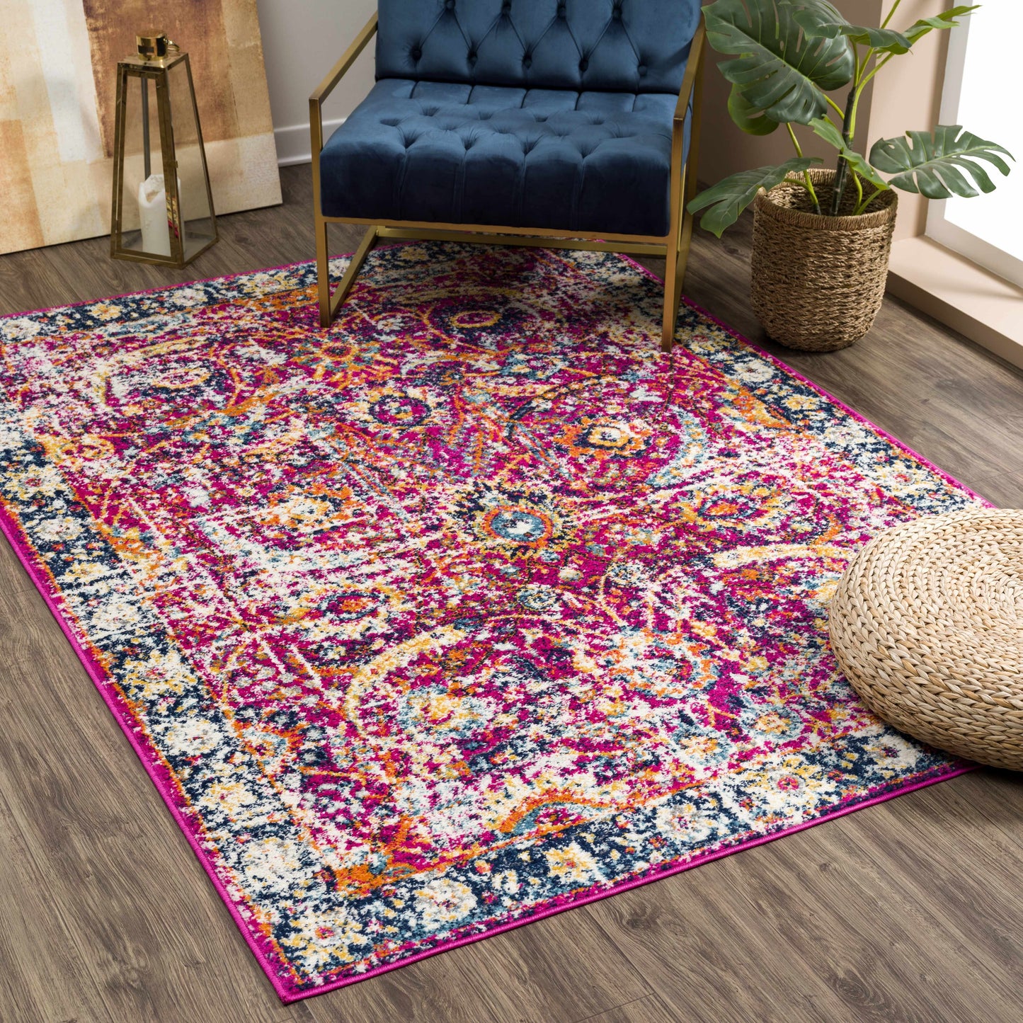 Burgundy Area Rug - Colorful Living Room Bedroom Décor
