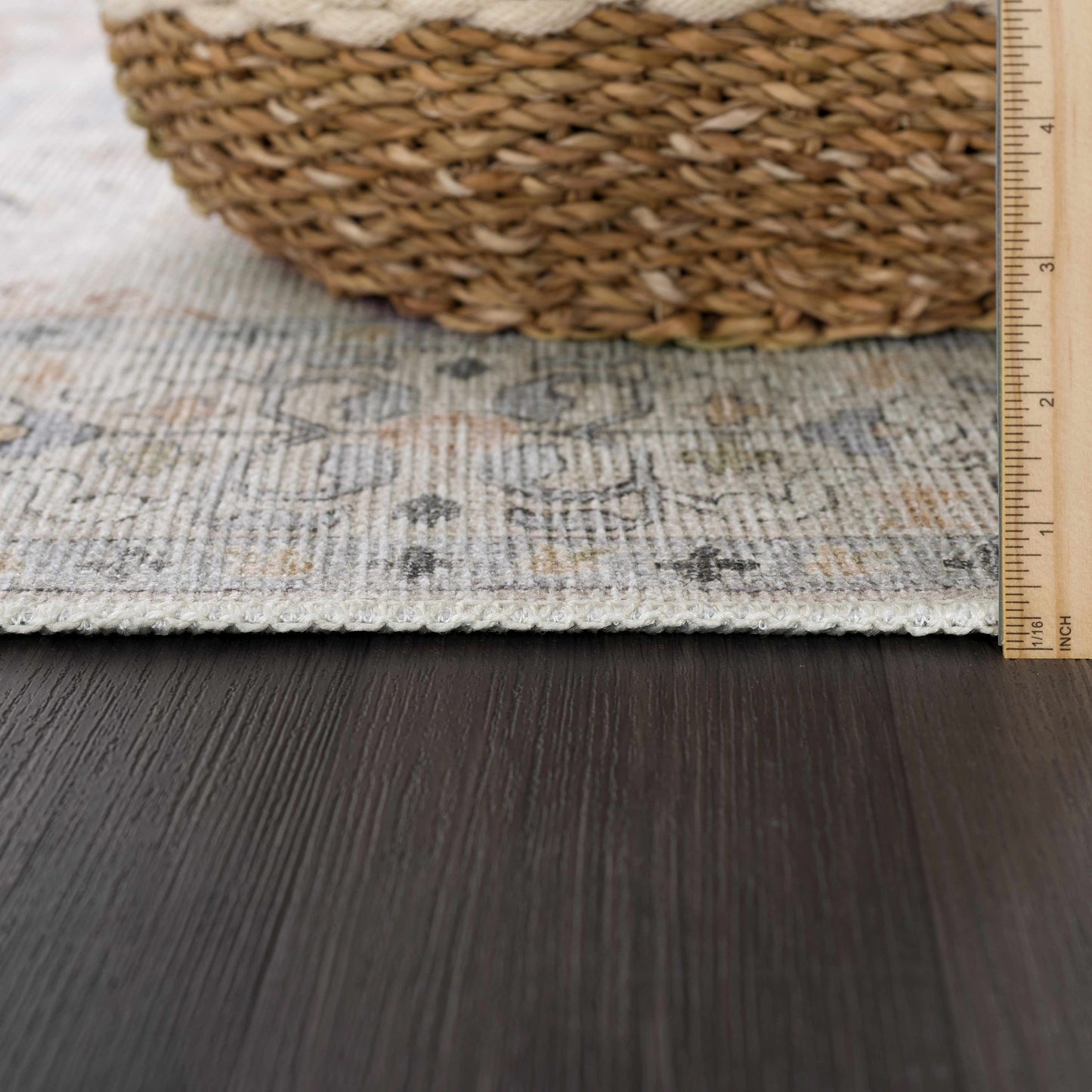 Beige Vintage Washable Area Rug - Durable Beckett Collection