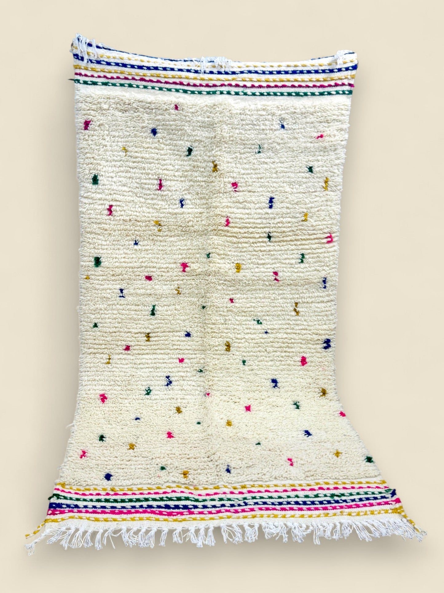 Moroccan Wool Berber Rug – Dihya Tribal Design with Fringe