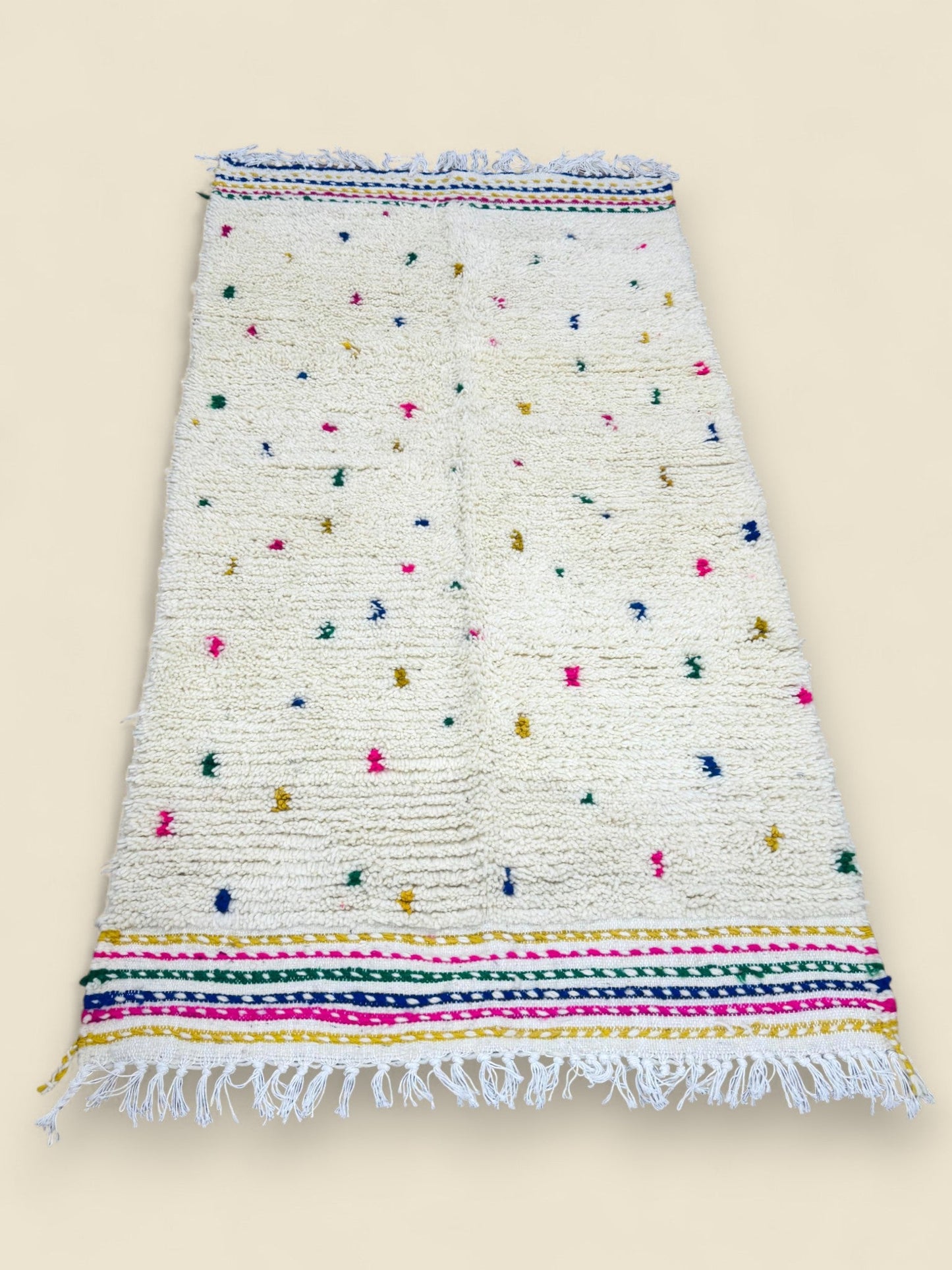 Moroccan Wool Berber Rug – Dihya Tribal Design with Fringe