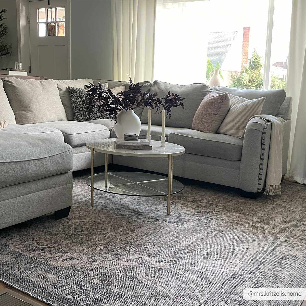 Dusty Blue Washable Rug - Soft Durable Greenpoint Collection