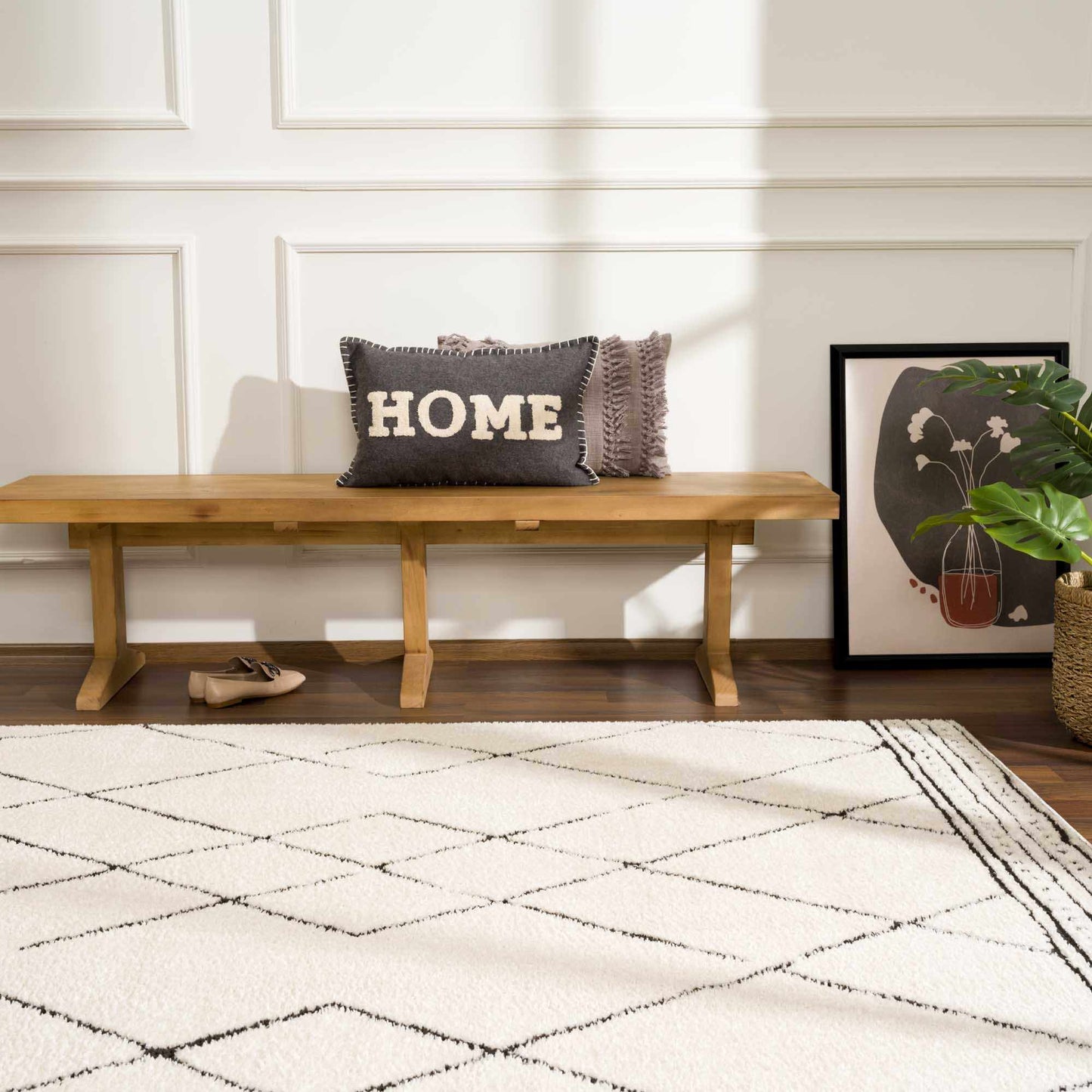 Geometric Area Rug - Black White Modern Home Decor